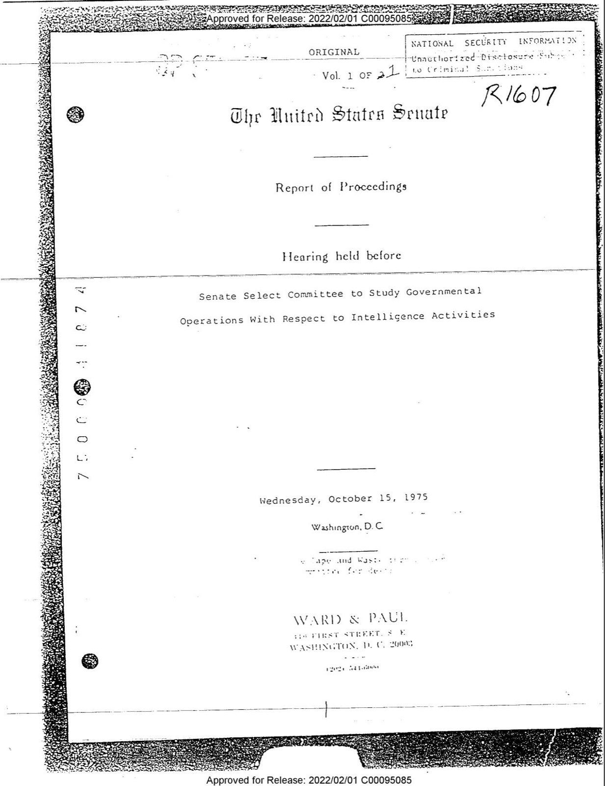 Testimony of Sidney Gottlieb before the Senate Select Committee on Intelligence Activities