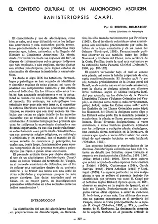 El contexto cultural de un alucinógeno aborigen: Banisteriopsis caapi