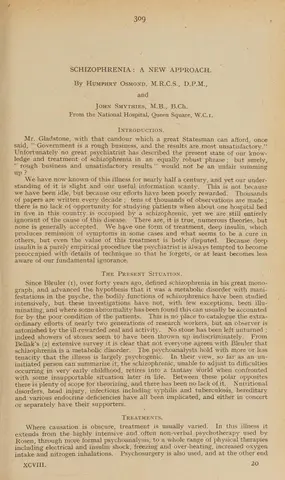 Schizophrenia: A New Approach