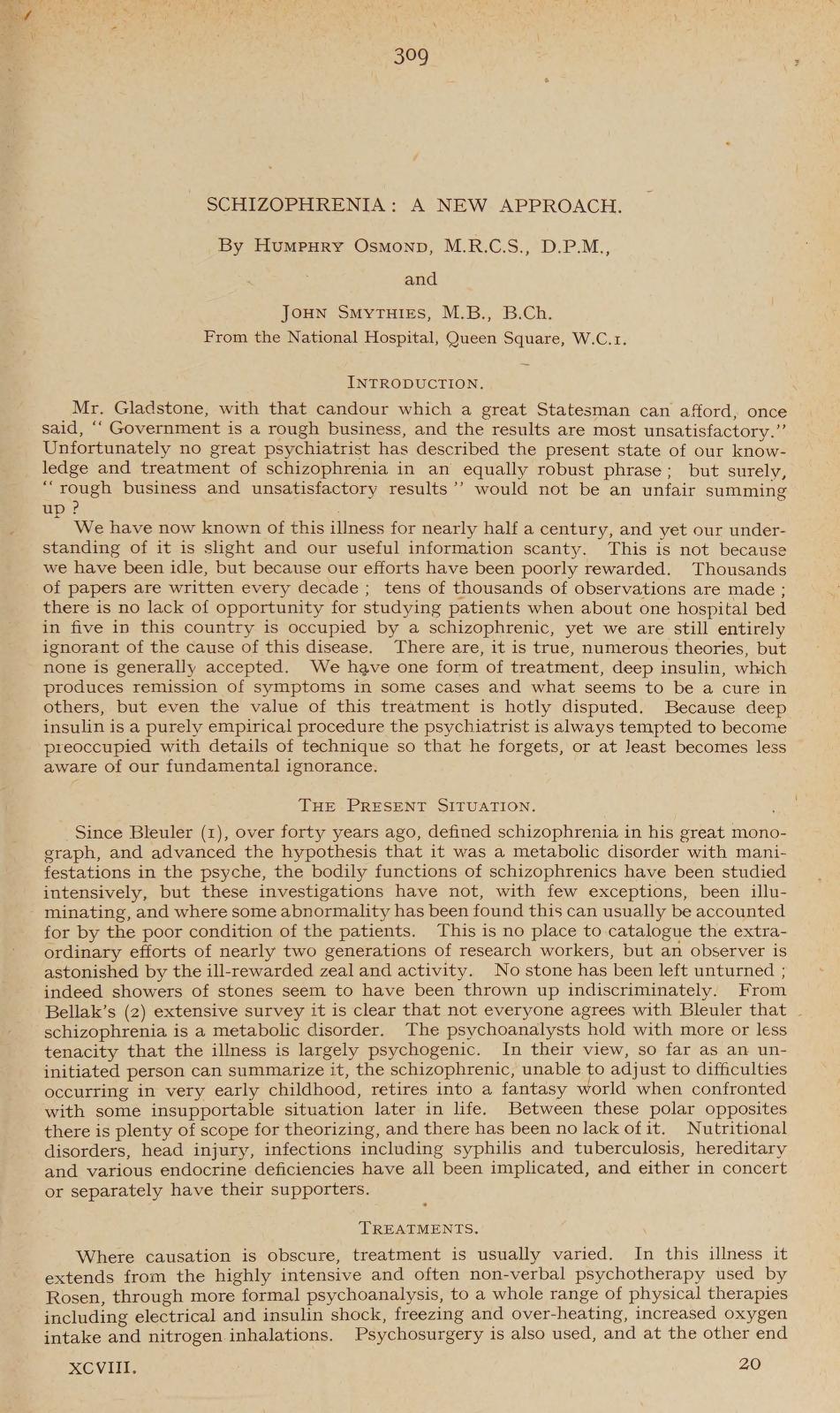 Schizophrenia: A New Approach