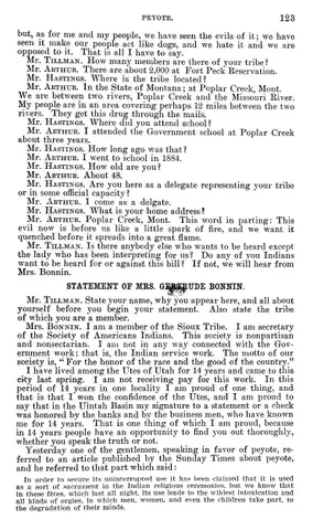 Testimony of Gertrude Bonnin (Zitkála-Šá) against Peyote, House Indian Affairs Subcommittee Hearings on H.R. 2614