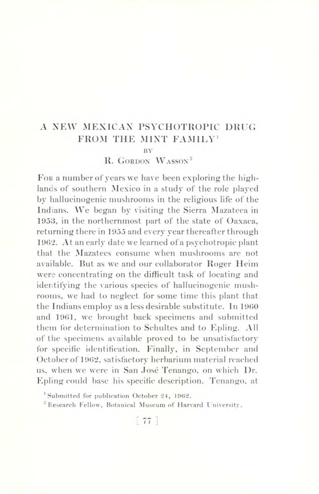 A New Mexican Psychotropic Drug from the Mint Family