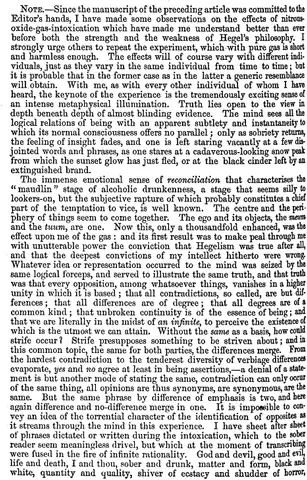 Note on Nitrous Oxide, from “On Some Hegelisms”