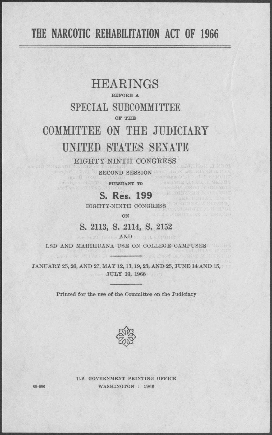 Testimony of Timothy Leary on LSD before a Special Subcommittee of the Senate Committee on the Judiciary