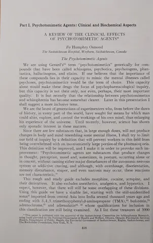 A Review of the Clinical Effects of Psychotomimetic Agents