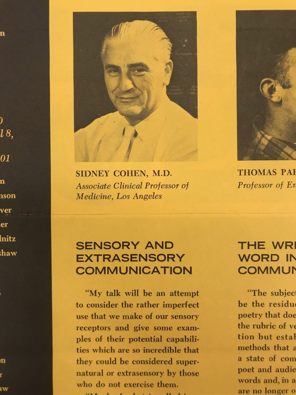 Sidney Cohen’s UCLA Lecture on ESP
