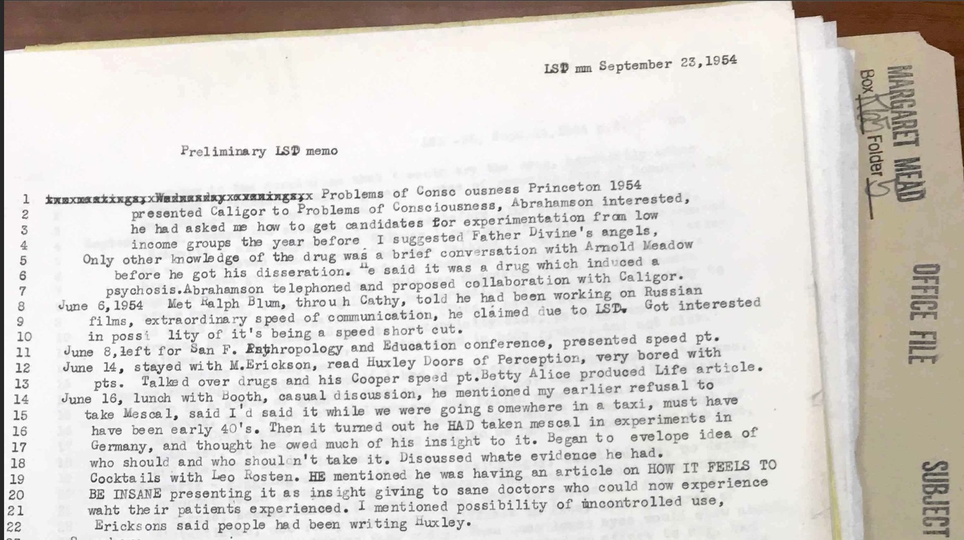 Margaret Mead’s LSD Memo