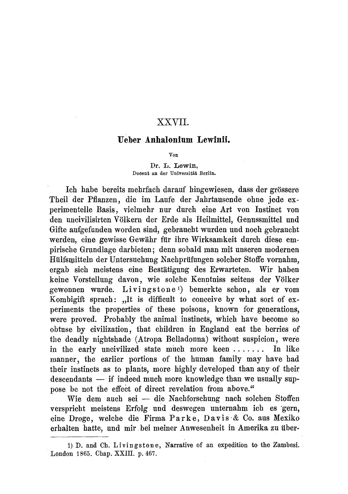 Ueber Anhalonium Lewinii