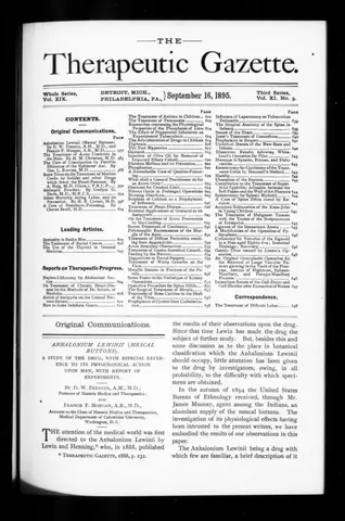 Anhalonium Lewinii (Mescal Buttons): A Study of the Drug, with Especial Reference to its Physiological Action upon Man, with Report of Experiments